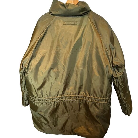 Outbrook puffer coat reversible Medium Navy and olive green zipper and velcro - Picture 3 of 10